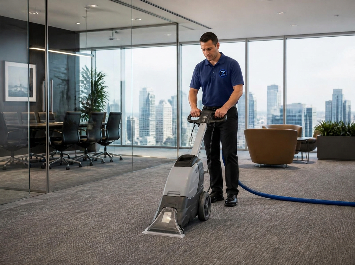 Commercial carpet cleaning in a corporate office