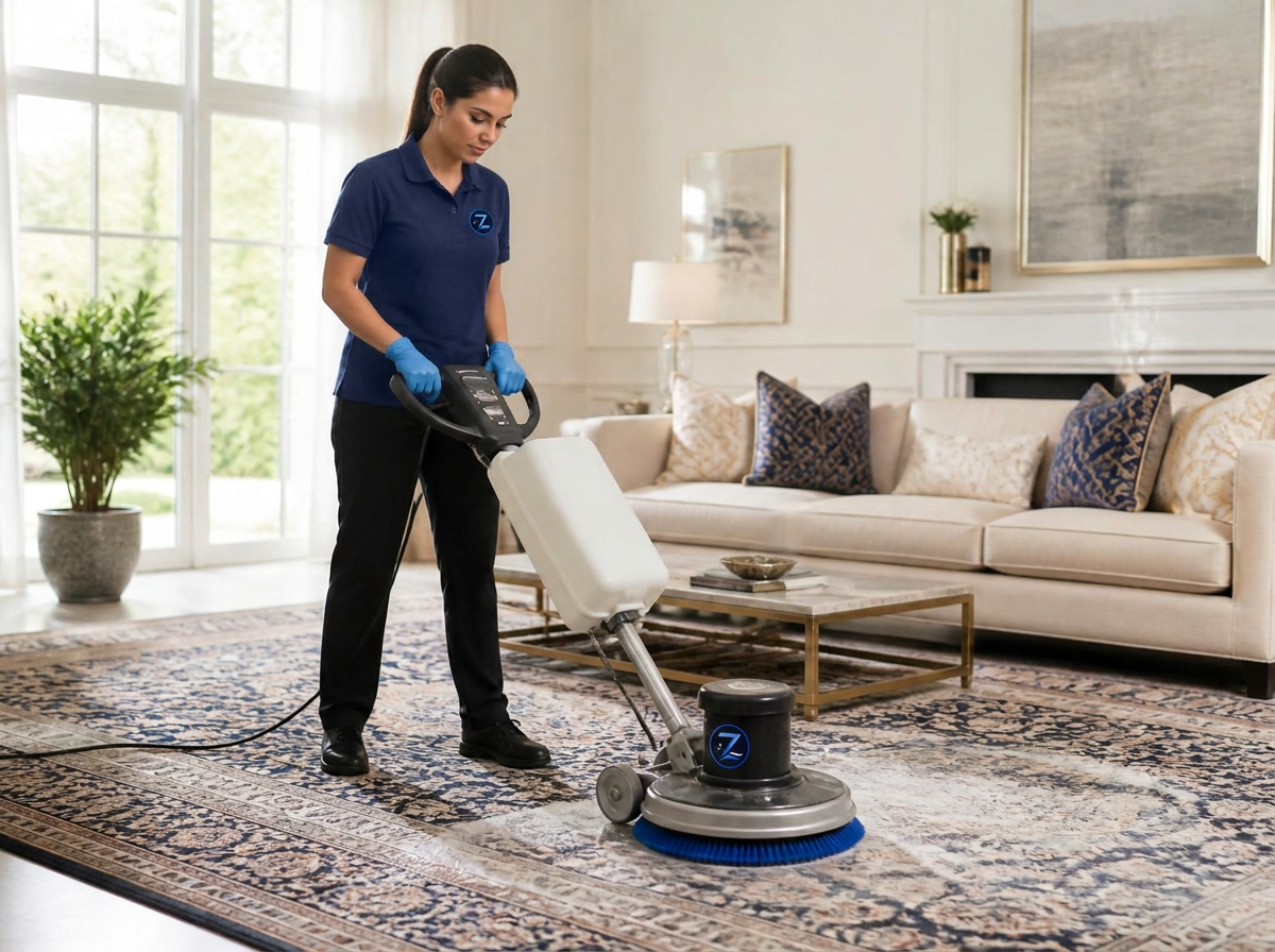 Deep cleaning of an elegant area rug
